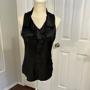 White House Black Market Black Ruffle Blouse